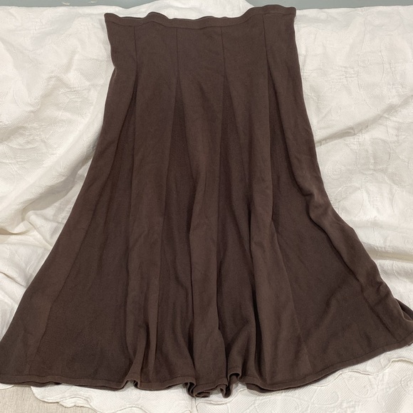J. Jill skirt size L five be knit brown flare 70% cotton elastic waist - Picture 1 of 10